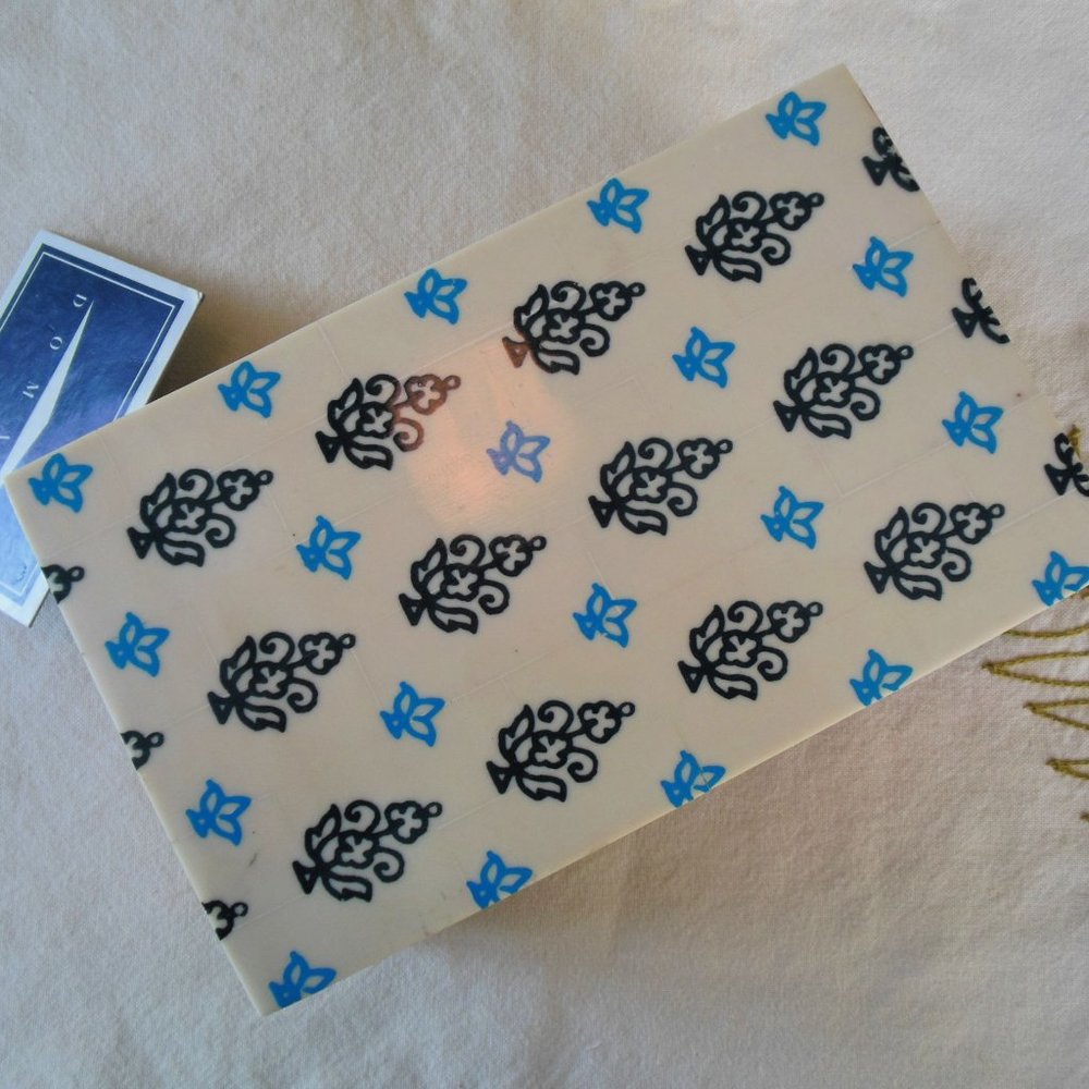 Domain Hinged Wood Box with Painted "Tile" Lid